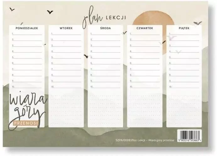 Plan lekcji - Wiara góry przenosi - tantis.pl