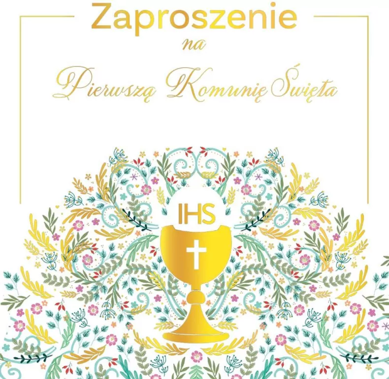 Zaproszenie - Komunia pattern IHS - tantis.pl
