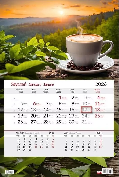 Kalendarz 2026 jednodzielny Kawa - tantis.pl
