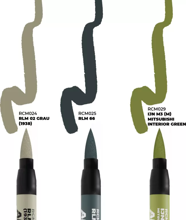 AK Interactive: Real Colors Markers - RCM110 - Set - WWII Axis Aircraft Cockpit Colors (3) - tantis.pl