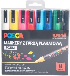 Markery PC5-M. Posca Uni. Zestaw 8 sztuk markerów