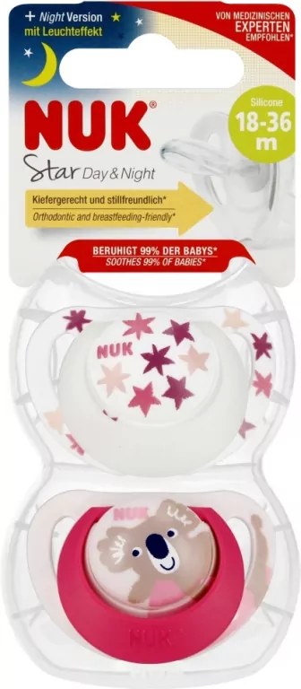 NUK. Day & Night. Smoczki. 18-36 miesięcy. Gwiazdki i koala - tantis.pl