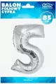 Balon foliowy cyfra 5 Beauty&Charm srebrna 92cm - tantis.pl