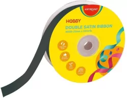 Wstążka podwójna satynowa czarna 25mmx22,86m