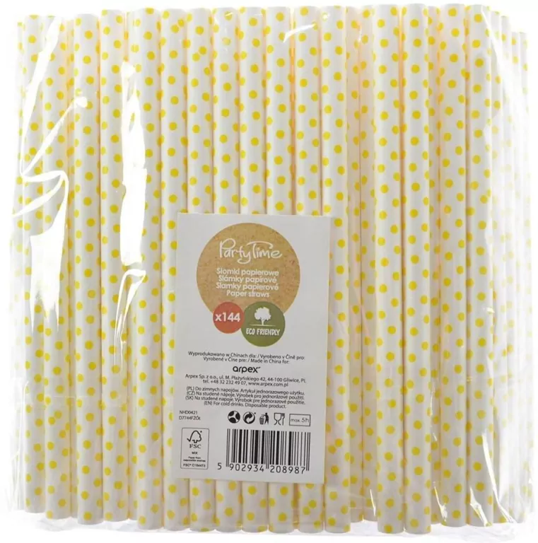 Słomki papierowe jumbo 10mm żółte - tantis.pl