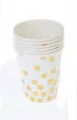 Kubeczki pap. białe Groszki złote 250ml - tantis.pl