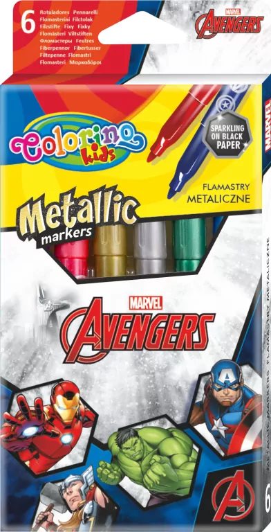 Flamastry metaliczne Colorino Kids 6 kolorów Avengers - tantis.pl