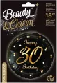 Balon foliowy. Happy 30 Birthday. Czarno-złoty - tantis.pl