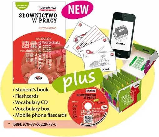 Słownictwo w pracy. Pakiet: Student's book / Flashcards / Vocabulary CD / Vocabulary box / Mobile phone flascards. Testuj swój polski plus - tantis.pl