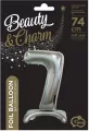 Balon foliowy 7, stojący, srebrny, 74 cm - tantis.pl