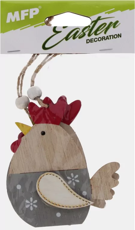 Kura zawieszka drewniana szara 2szt 9cm - tantis.pl