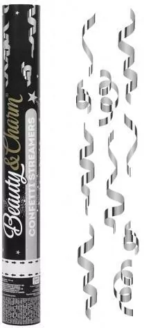 Konfetti pneumatyczne serpentyny srebrne 40cm - tantis.pl