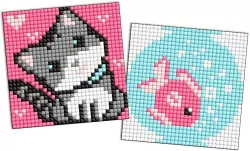 Diamentowa mozaika Kids magnes - Ryba i kotek