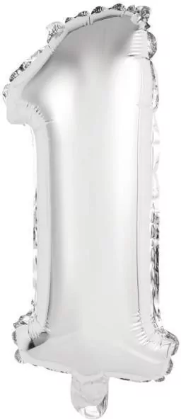 Balon foliowy mini cyfra 1 srebrna 19,5x40cm - tantis.pl