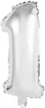 Balon foliowy mini cyfra 1 srebrna 19,5x40cm - tantis.pl
