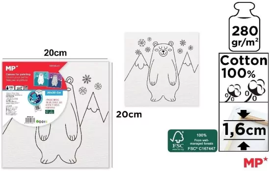 Płótno do malowania niedźwiedź 20x20