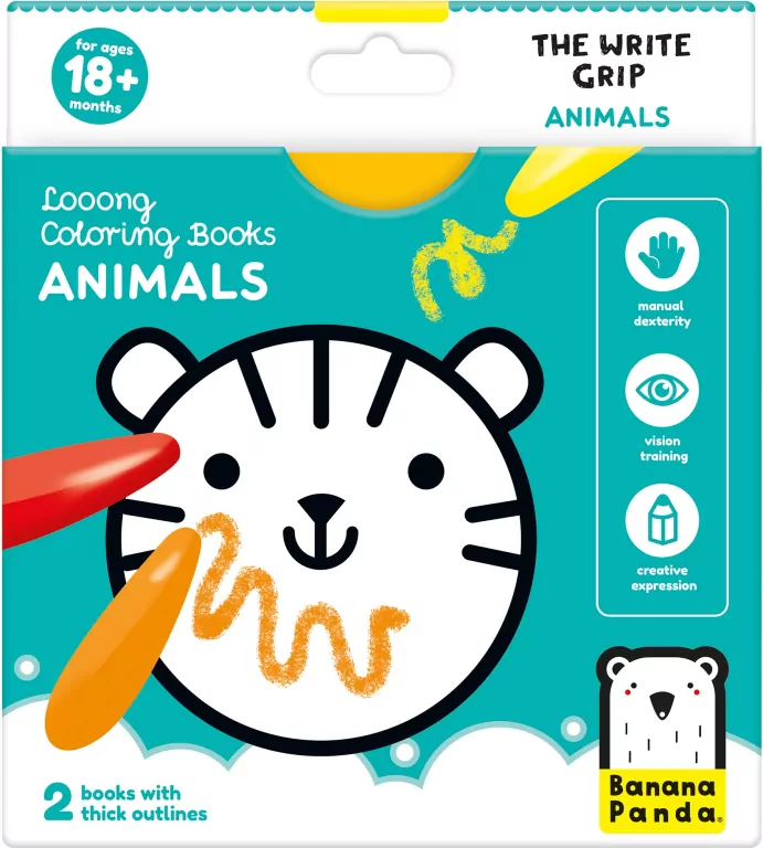 Looong Coloring Books - The Write Grip. ANIMALS 18m+ - tantis.pl