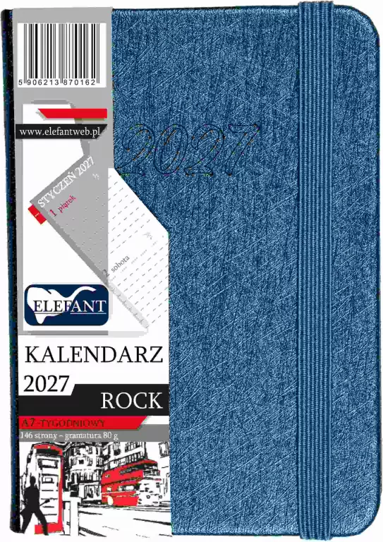 Kalendarz Rock 2027 A7 tygodniowy perłowy - tantis.pl