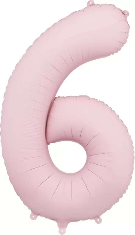 Balon foliowy cyfra 6 86cm jasny różowy - tantis.pl