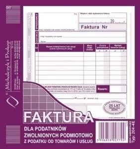 Faktura dla podatników zwolnionych...204-4E - tantis.pl