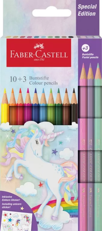 Kredki sześciokątne Unicorn 10+3 kolory - tantis.pl
