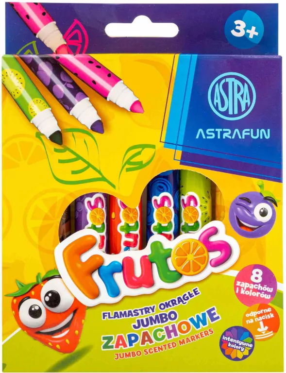 Flamastry zapachowe Jumbo Frutos 8 kolorów ASTRA - tantis.pl