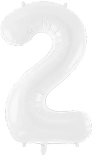 Balon foliowy cyfra 2 86cm biały - tantis.pl