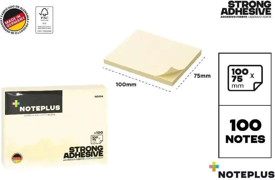 Karteczki samoprzylepne 100x75mm 100K żółte - tantis.pl