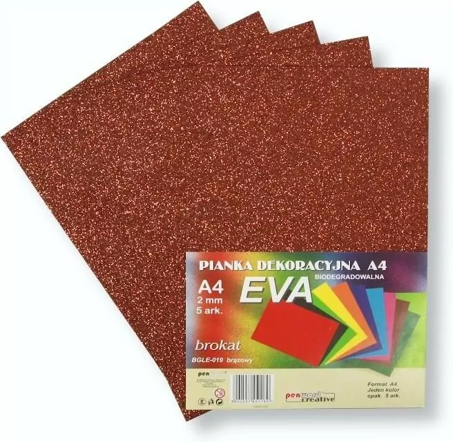 Pianka brokatowa A4 Eva brąz biodegradowalna - tantis.pl