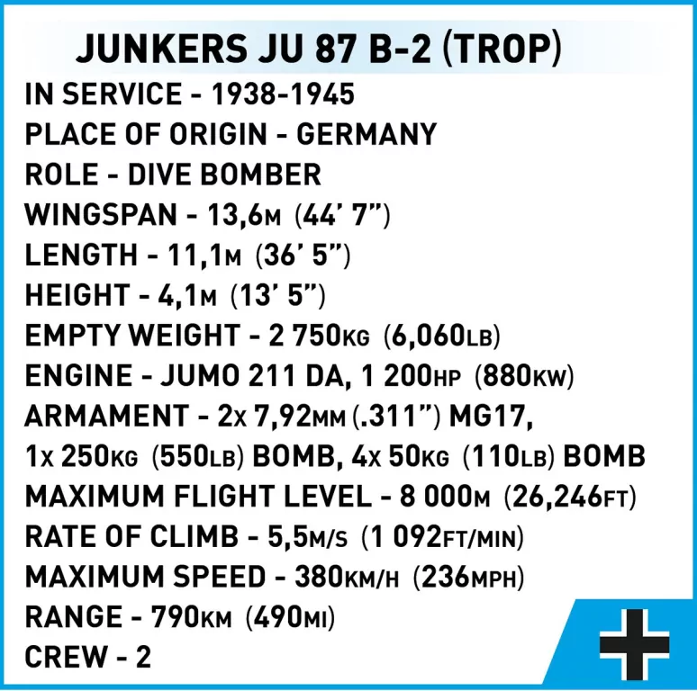 Junkers JU 87 B-2. Historical Collection WWII - tantis.pl