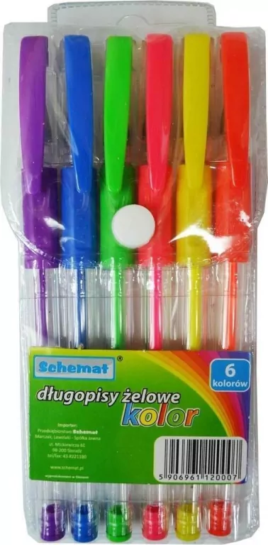Długopisy żelowe, 6 kolorów - tantis.pl