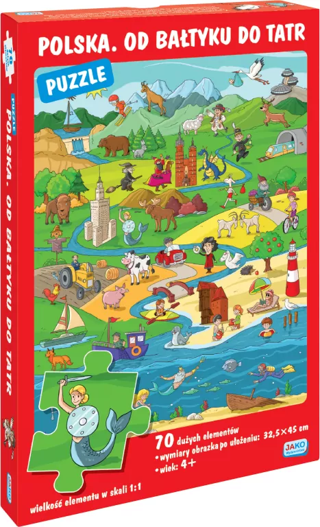 Puzzle 70 elementów. Polska. Od Bałtyku do Tatr - tantis.pl