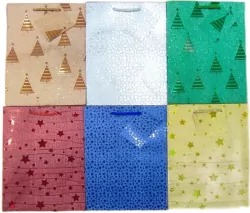 Torebka ozdobna brokat złocona Święta PL-2 mała