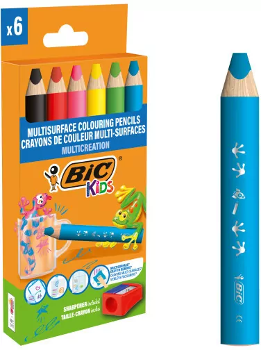 Kredki ołówkowe + temperówka 6+BIC Kids - tantis.pl