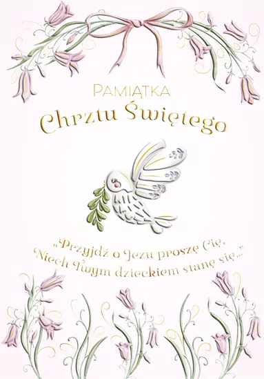 Karnet A5 Chrzest - Gołąbek w kwiatach dziewczynka - tantis.pl