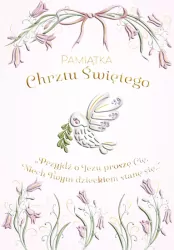 Karnet A5 Chrzest - Gołąbek w kwiatach dziewczynka