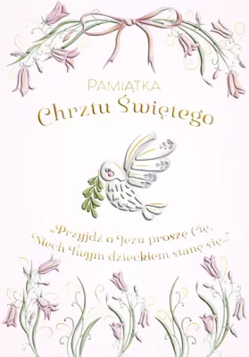 Karnet A5 Chrzest - Gołąbek w kwiatach dziewczynka