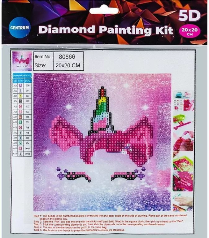 Diamentowa mozaika 5D - Unicorn horn 20x20 80866 - tantis.pl