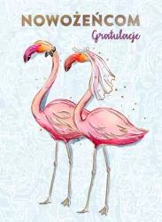 Karnet B6 Ślub z kieszonką - Flamingi