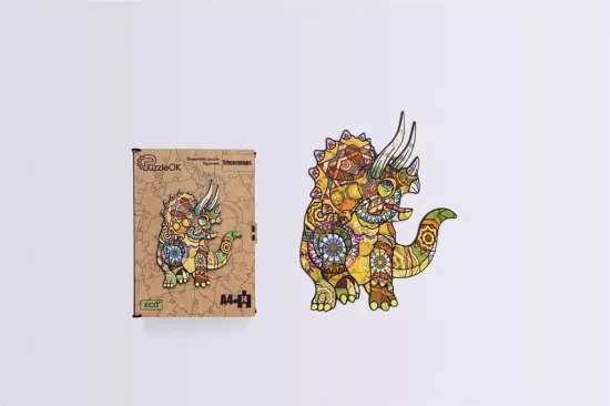 Puzzle drewniane eko 74. Triceratops