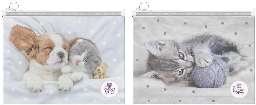 Teczka A4 na suwak The Sweet Pets mix - tantis.pl