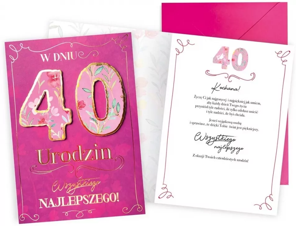 Karnet okolicznościowy. Urodziny 40. Kukartka - tantis.pl