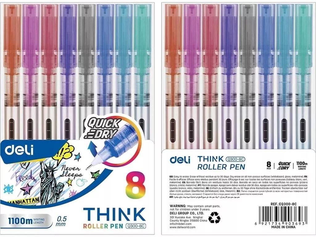 Pióro kulkowe Think 0,5mm 8 kolorów DELI - tantis.pl