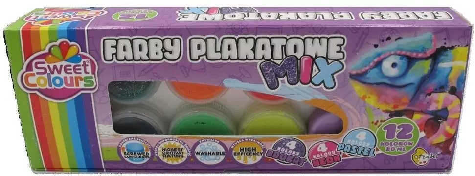 Farby plakatowe 12 kolorów - tantis.pl