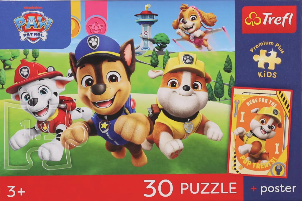 Puzzle 30 Psi Patrol Psiaki w drodze+plakat TREFL - tantis.pl
