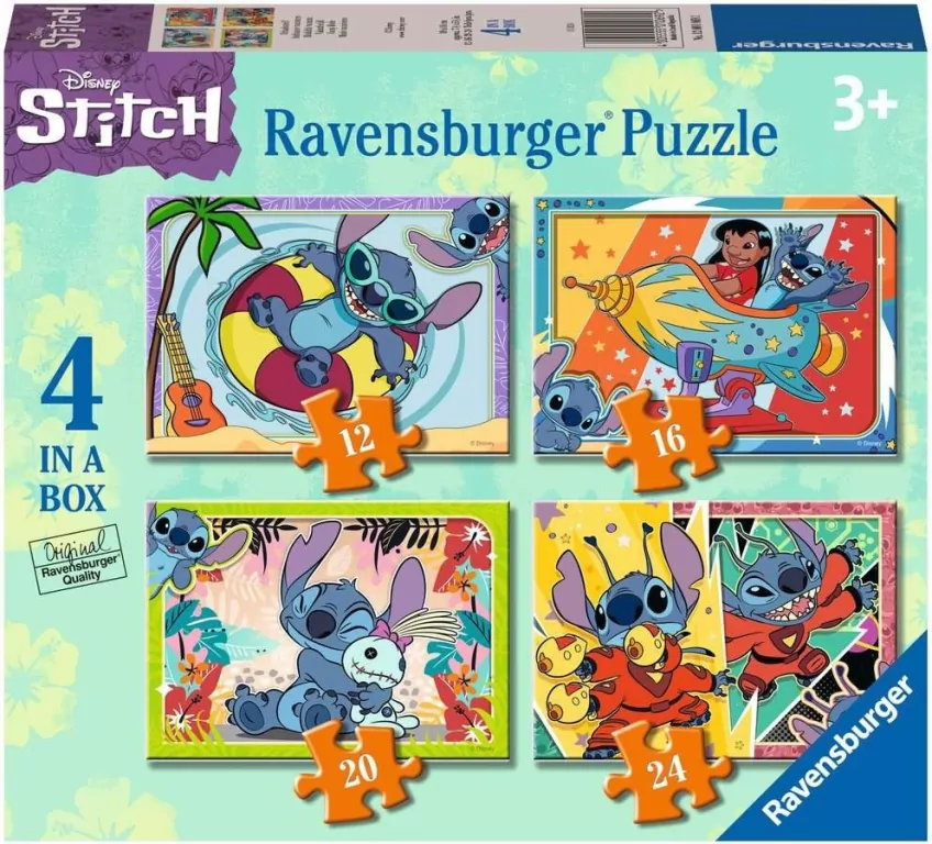 Ravensburger. Puzzle dla dzieci 2D 4w1. Disney Stitch - tantis.pl