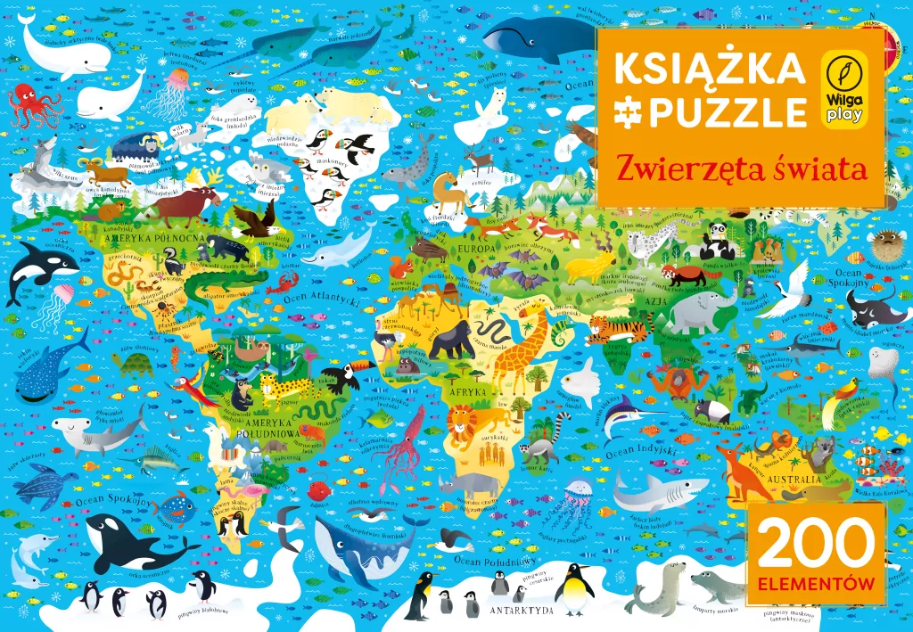 Książka i puzzle. Zwierzęta świata 200 elementów - tantis.pl