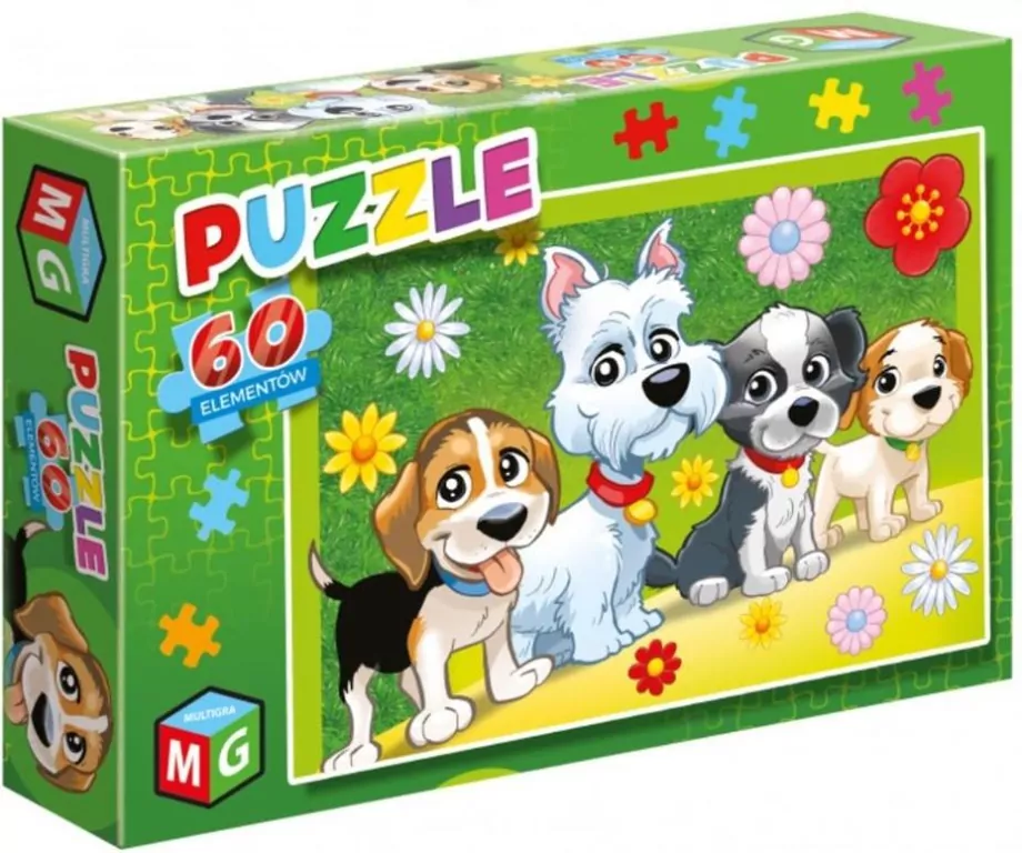 Puzzle 60. Pieski kwiatki - tantis.pl