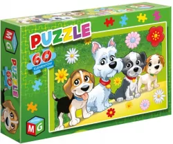 Puzzle 60. Pieski kwiatki