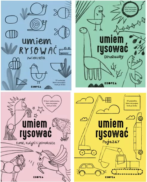 Pakiet: Zwierzęta / Dinozaury / Konie, kucyki i jednorożce / Pojazdy. Umiem rysować - tantis.pl